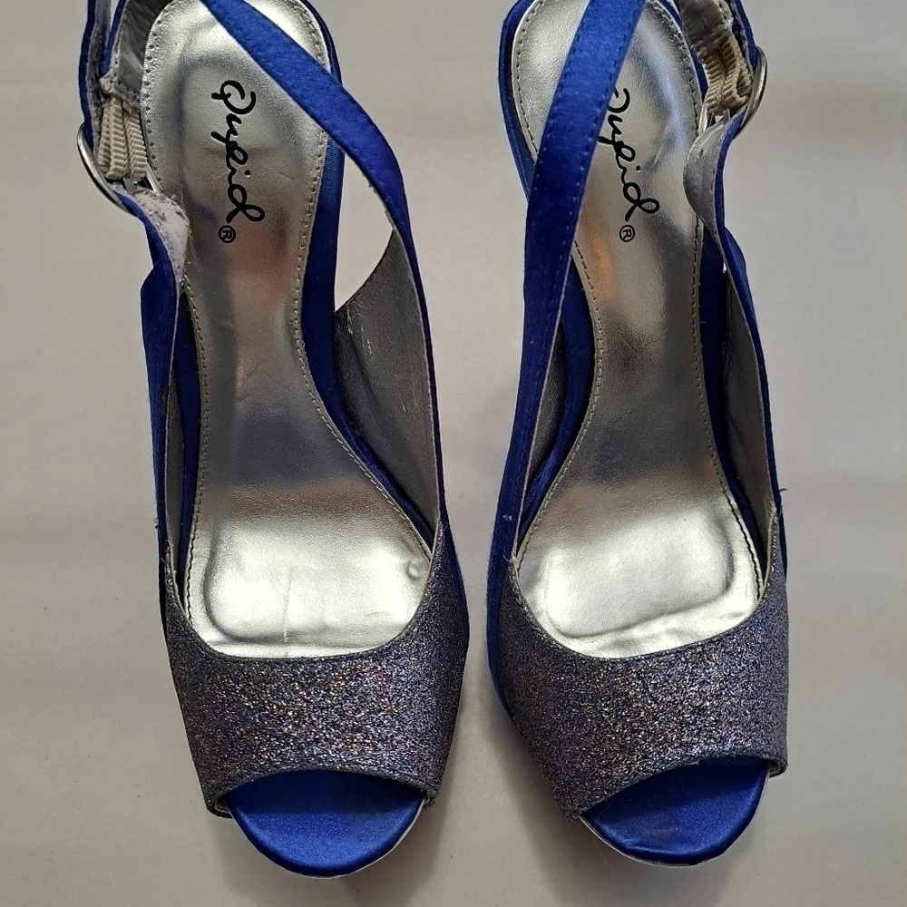 Quipid Satin & Glitter Open Toe Slingback Sandal